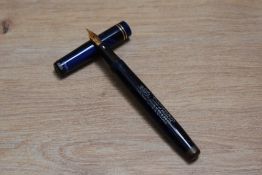 A Mabie Todd & Co Swan L212/52 leverless twist fill fountain pen in lapis lazuli blue having Swan