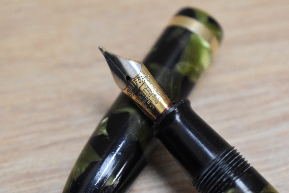 A Sheaffer Lifetime Balance lever fill fountain pen in marine green with white spot and single - Image 2 of 3