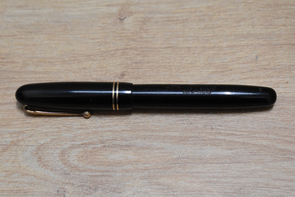 A Mabie Todd & Co Swan 3260 self filler lever fill fountain pen in black with two narrow bands to - Image 3 of 3