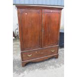 A 19th Century mahogany linen press style cupboard having open interior with hanging rail, width 133