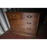 A 19th Century oak chest of two over three drawers, with copper Art Nouveau handles, approx W105,