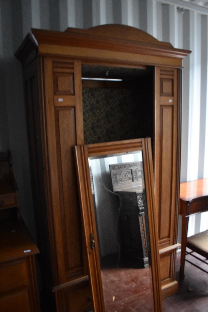 A Victorian two piece bedroom suite comprising mirror door wardrobe and dressing table - Image 2 of 3