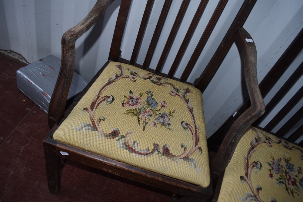 A set of four (three plus one) early 20th Century mahogany dining chairs having applique design rail - Image 2 of 2