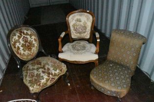 Three 19th Century and later easy chairs