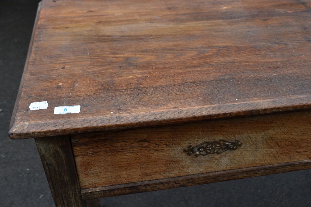 A 19th Century and later rustic kitchen side table with two frieze drawers, width approx. 107cm - Image 2 of 3