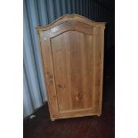 A natural pine wardrobe or hall robe of nice proportions, height approx. 175cm, width 97cm