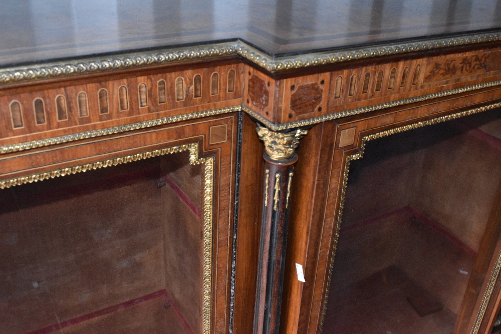 A Victorian walnut credenza having typical inlaid and gilt embellishents, width approx 190cm, height - Image 2 of 2