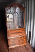 A 1920s mahogany bureau bookcase , having ball and claw feet, width approx 92, height 210cm
