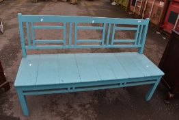 A traditional painted garden bench of vintage design, approx width approx 156cm