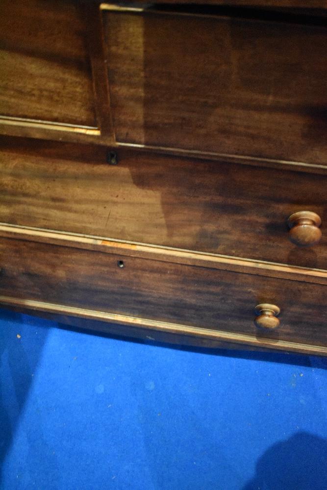 A 19th Century mahogany linen press having gentle arch cornice , and drawer base (two over two) , - Image 3 of 3