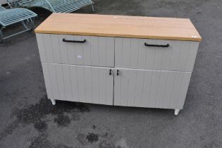 A modern laminate sideboard, width approx 120, height 76cm, depth 42cm