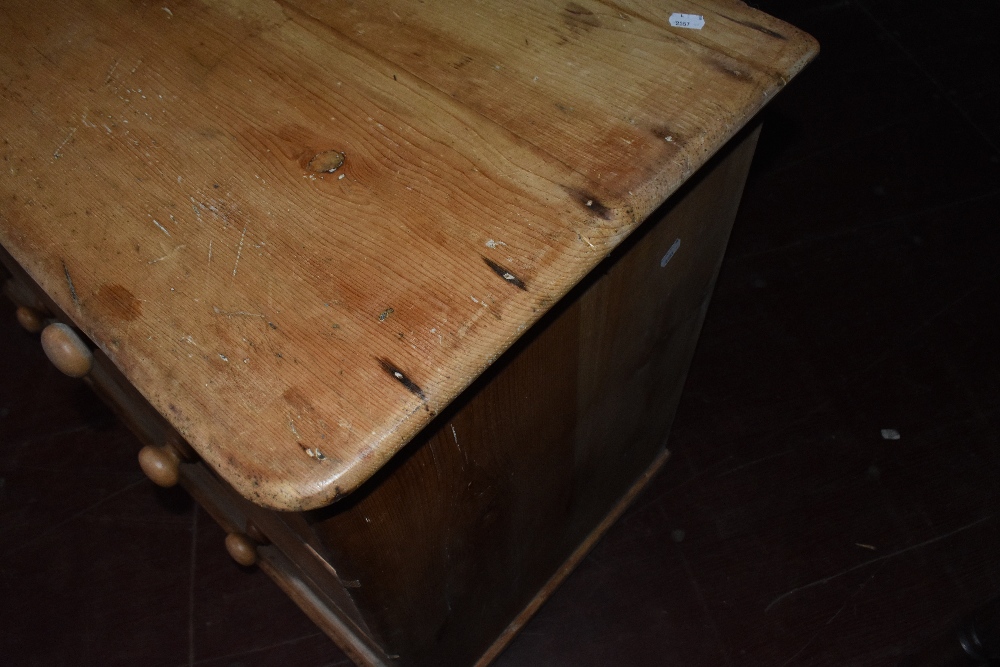 A Victorian pine low chest of two over two drawers, dimensions approx W100 D50 H69cm - Image 2 of 2