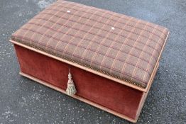 A Victorian mahogany framed blanket box having later tweed cushioned top, approx 107 x 73cm