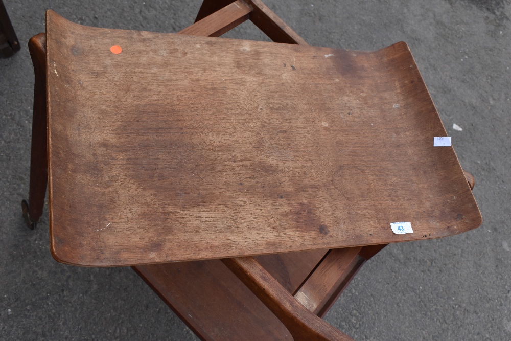 A vintage teak tea trolley having removable tray top - Image 2 of 2