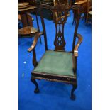 A reproduction Chippendale style carver chair