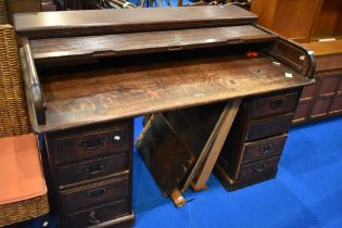 An early 20th Century roll top desk , dimensions approx. W151 D91 H98cm