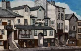 *Local Interest - 20th Century School, acrylic on board, Stricklandgate, Kendal, signed L.Wells to