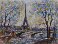 20th Century French School, mixed media, 'Paris', signed and dated '90 to the lower right, framed