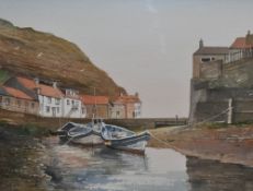 Tony Cowlishaw (b.1944, British), watercolours, Three depictions of Yorkshire including Staithes,