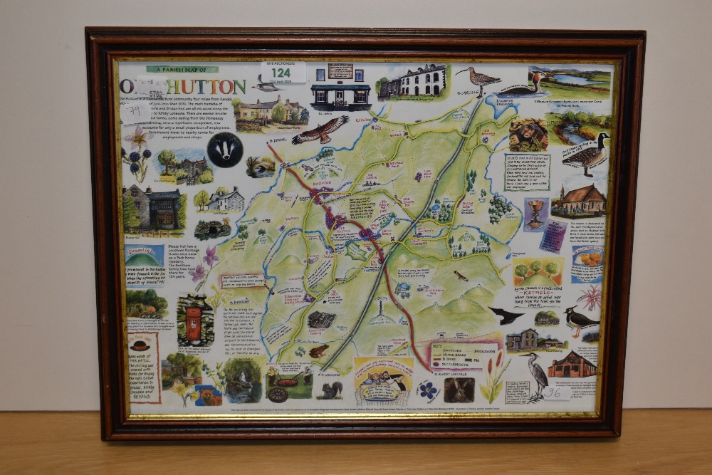 *Local Interest - 20th Century, coloured print, 'A Parish Map of Old Hutton', framed and under - Bild 2 aus 3