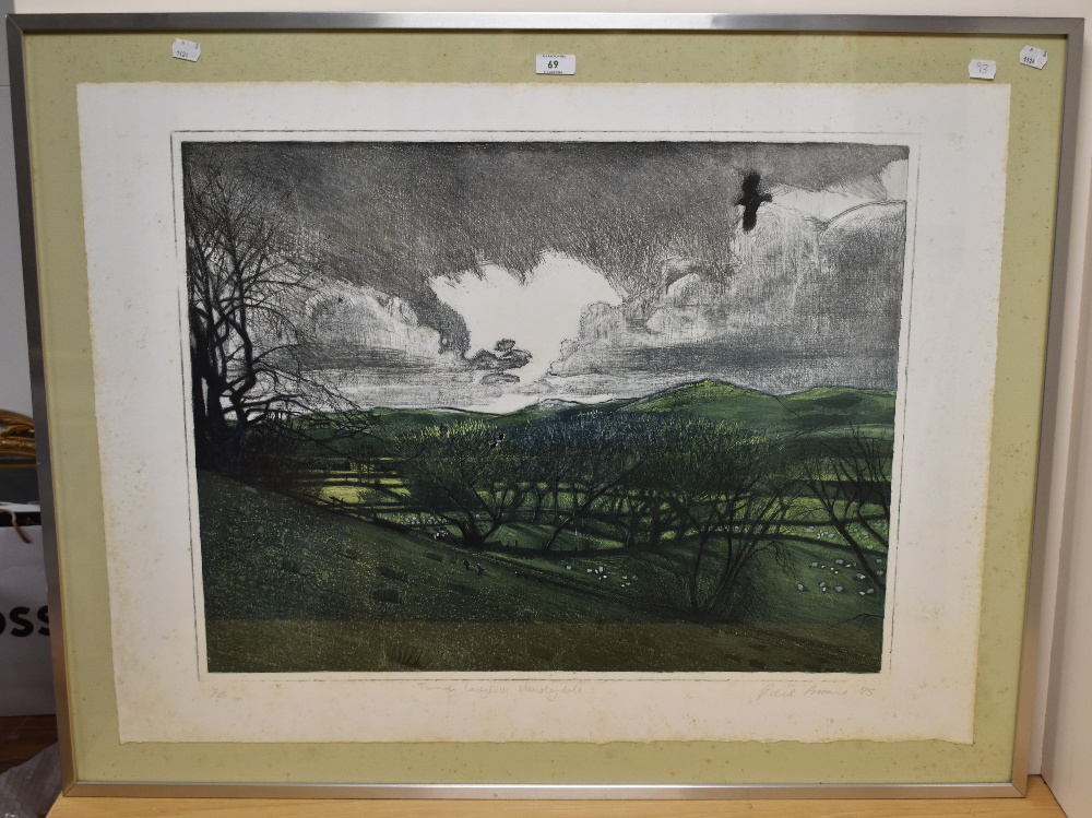 *Local Interest - 20th Century School, coloured etching, 'Towards Lady Hill, Wensleydale', Yorkshire - Image 2 of 3