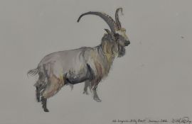 Dido Crosby (b.1961, British), watercolour, 'Old English Billy Goat', signed and dated 2002 to the