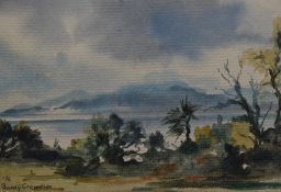 Bardy Crewdson (1919-2006, British), watercolours, 'Evening on the Sands at Galmpton, Devon' & 'Isle