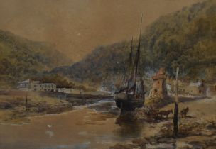 19th/20th Century, watercolour and gouache, 'Lynmouth Pier, North Devon', a maritime landscape,
