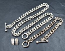 Three pieces of Hot Diamonds silver and diamond jewellery including heavy curb chain and matching