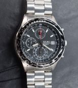 A gentlemen's Seiko wristwatch, the black dial with baton five minute markers, date aperture and