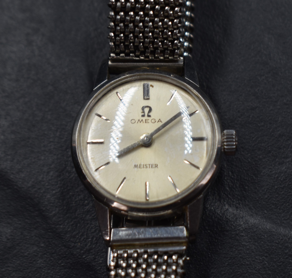 A lady's 1960's Omega wrist watch retailed by Meister having a baton numeral dial to circular face - Image 3 of 4