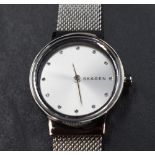 A lady's Skagen quartz wrist watch model SKW2715 having a diamante dot dial on a silver face in a