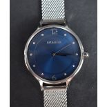 A lady's Skagen quartz wrist watch model SKW2307 having a diamante dot dial on a blue face in a