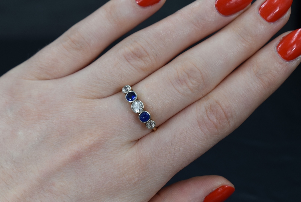 Two ladies yellow metal dress rings of worn condition, one having a trio of diamond chips, the other - Image 3 of 4