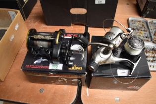 An Abu Garcia Cardinal 304R spinning reel and a Daiwa Sealine SL30SH multiplier reel in there