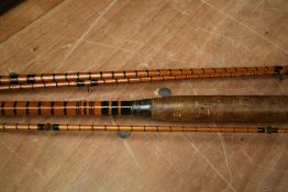 A Foster brothers of Ashbourne 3pc 13ft split cane antique collectable salmon rod in excellent