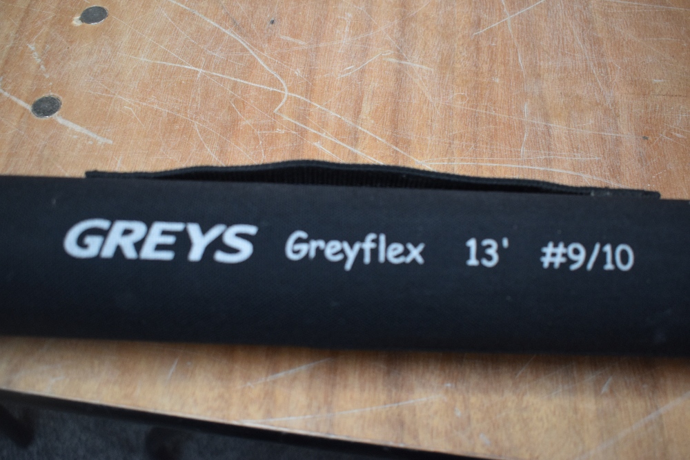 A Greys Greyflex 13ft 3pc #9-10 fly rod in soft sleeve and original hard case