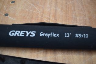 A Greys Greyflex 13ft 3pc #9-10 fly rod in soft sleeve and original hard case