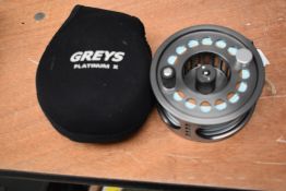 A Greys platinum Xi fly reel #9/10 in original soft pouch