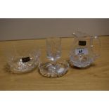 A Whitefriars clear cut crystal Garland pattern sugar and cream jug, together with a matching Garla