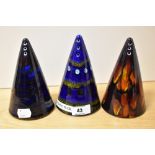 Three Limited Edition Alan Clarke studio pottery (ex Poole pottery) sugar shakers, of conical form,