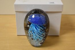 A 20th Century Juliana Collection 'Blue Jellyfish' glass paperweight of ovoid form measuring 13cm