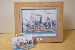 'Our Ferry Boat, Caton to Halton, and back in one day', two illustrations, the largest framed and