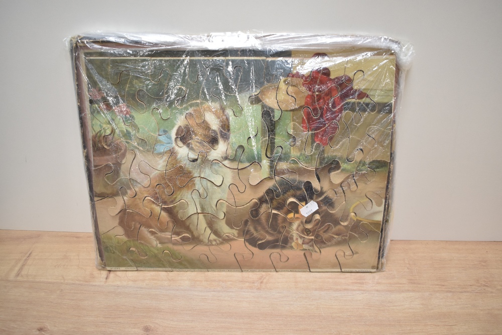 A cute vintage wooden jigsaw of pets and a large wooden toy truck. - Image 2 of 3