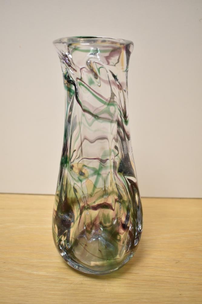 A vintage Ray Annenberg for Whitefriars Heather glass vase of tall knobbled form with Purple and gr - Image 2 of 2