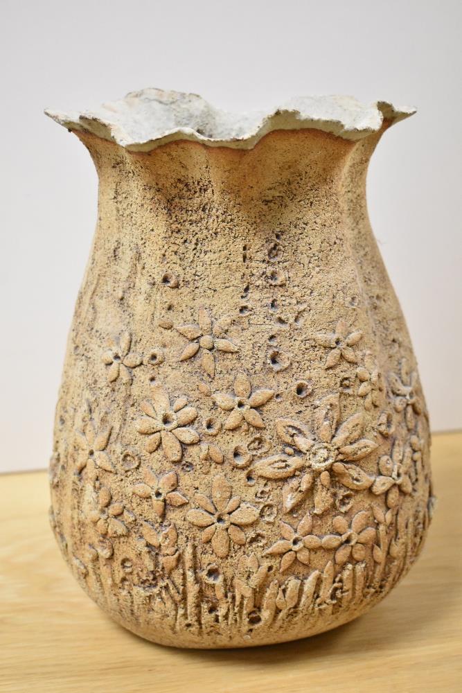 A 20th Century Don & Ann Askew studio pottery vase, with floral design, measuring 26cm tall, - Image 3 of 6