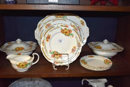 A selection of 1930s/ 40s Alfred Meakin dinner wares, including tureens, jug, graduated platters and