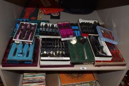 A large collection of boxed mid century flatware and cutlery including Community ware, WMF Celtic