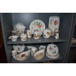 An assorted collection of Royal Worcester Evesham patterned tableware, including flan dishes,