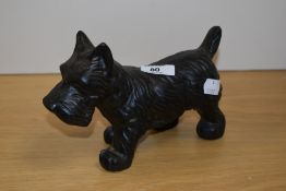 A cast metal Scottie dog study, measuring 20cm long